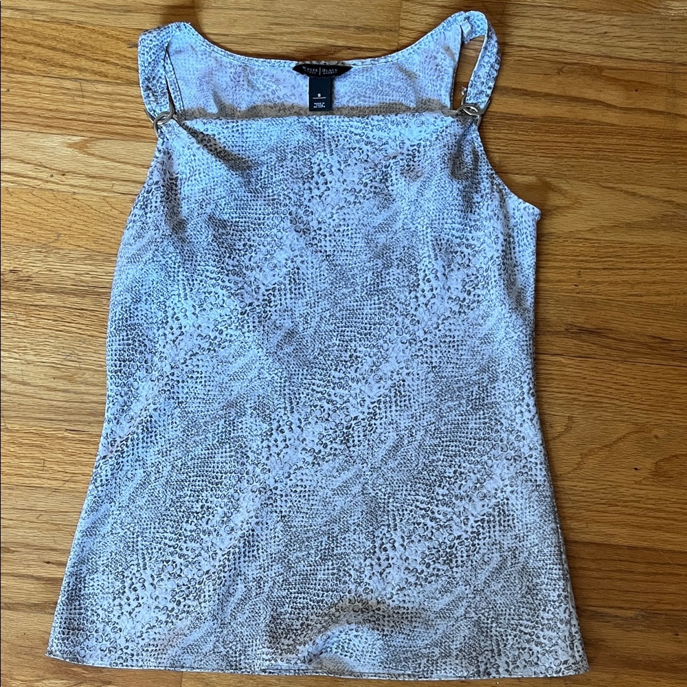 White House Black Market Gray Snake-Print Square Neck Tank